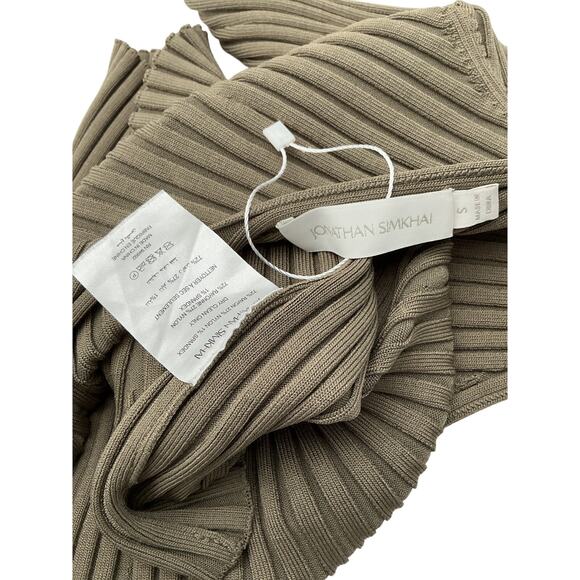 Jonathan Simkhai 'Sylvie' Green Rayon Cold-Shoulder Rib Knit Top Size S - Picture 3 of 3